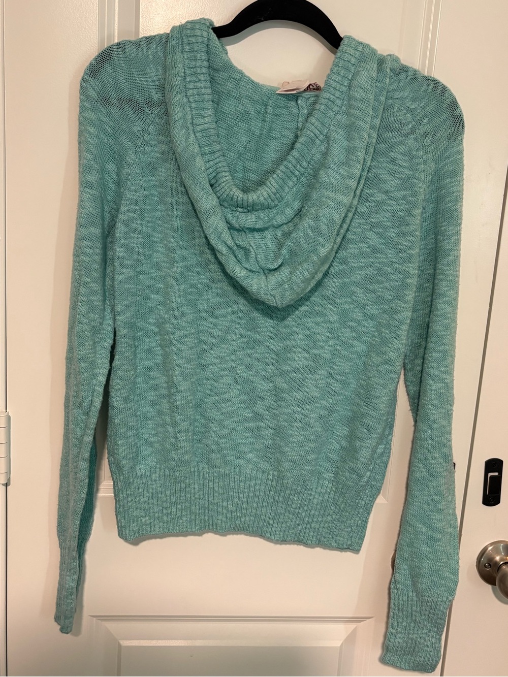 SO Aqua Marled Knit Hooded Sweater Kangaroo Pocket Size XL - Picture 4 of 4